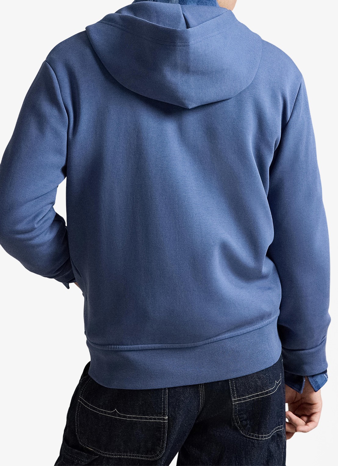 Ralph Lauren Double-knit hoodie met volledige rits - achterkant earth blue / blauw