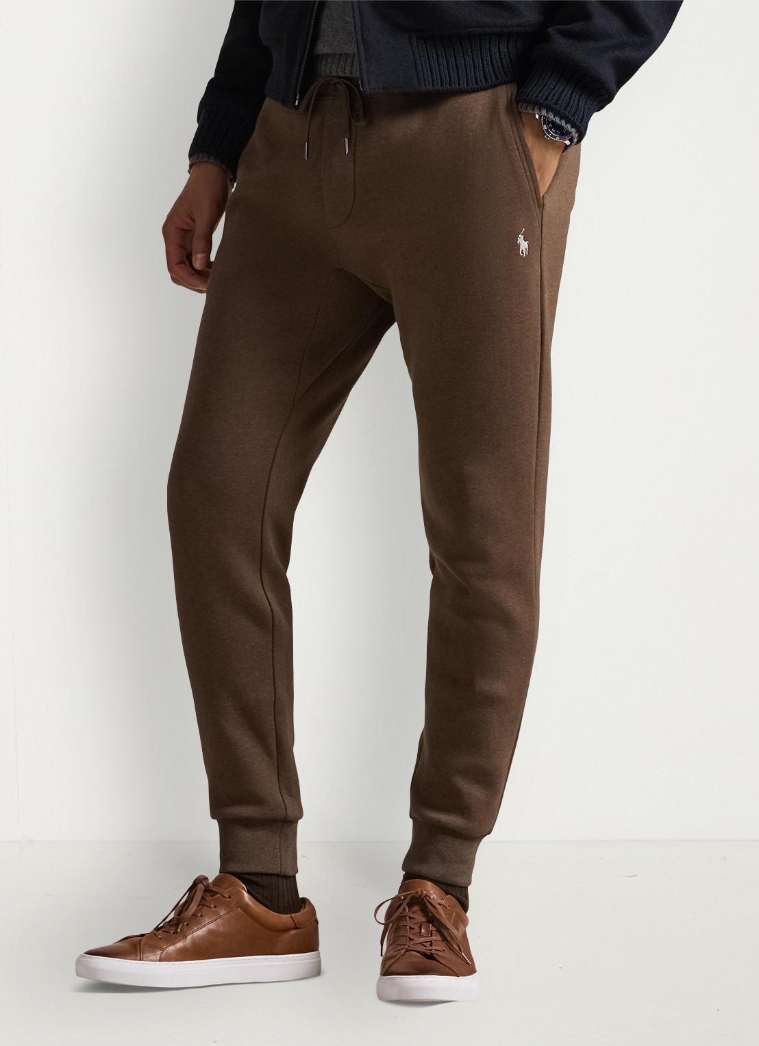 Ralph Lauren Double-knit joggingbroek - detail nutmeg brown hearther