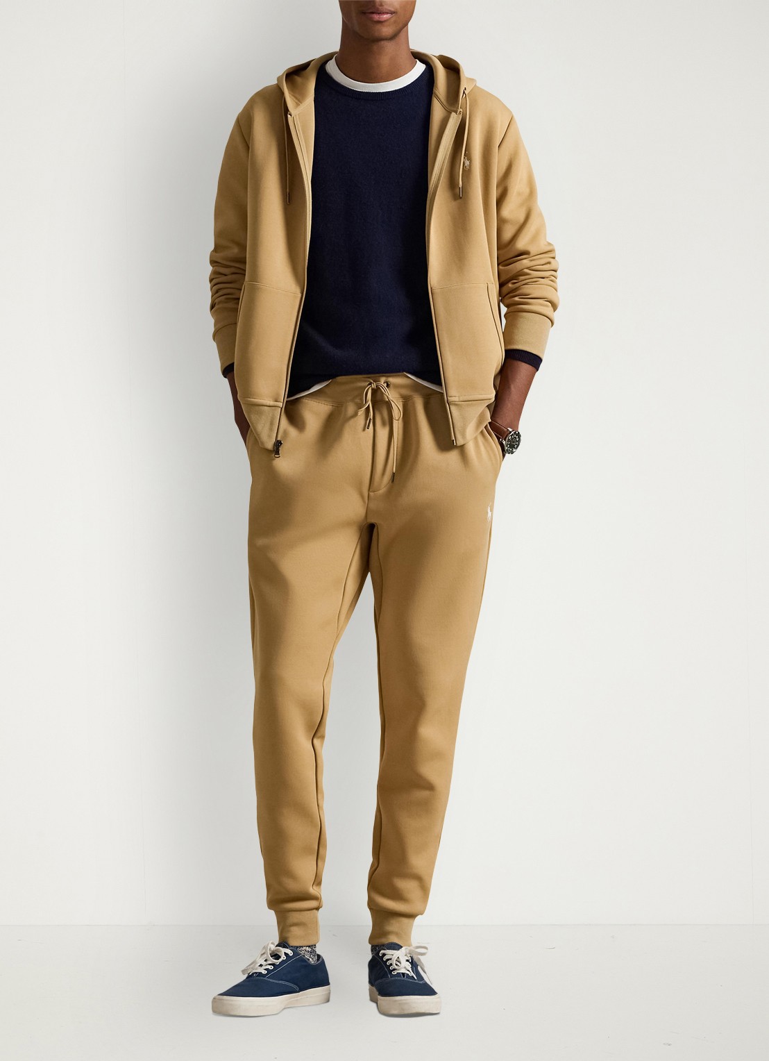 Ralph Lauren Double-knit joggingbroek - voorkant 3 classic camel