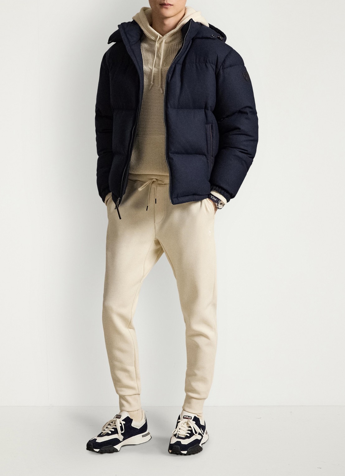 Ralph Lauren Double-knit joggingbroek - voorkant 3 guide cream / beige