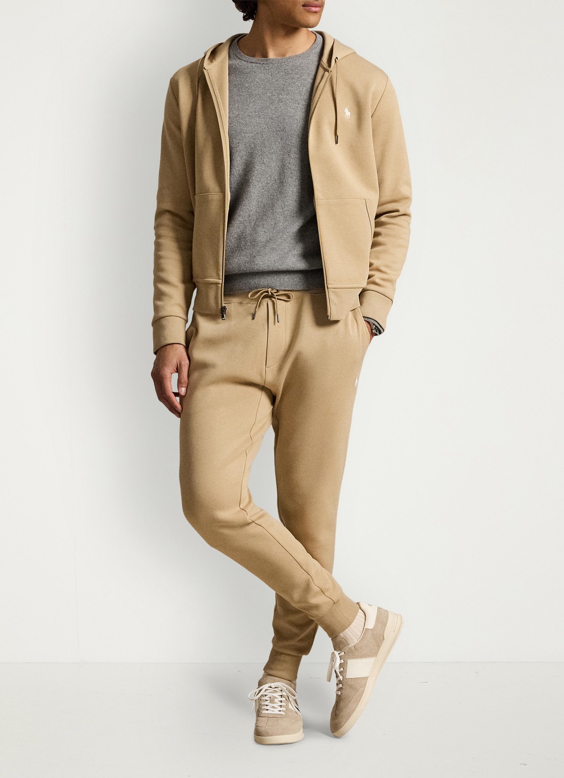 Ralph Lauren Double-knit joggingbroek - voorkant 3 vintage khaki / khaki