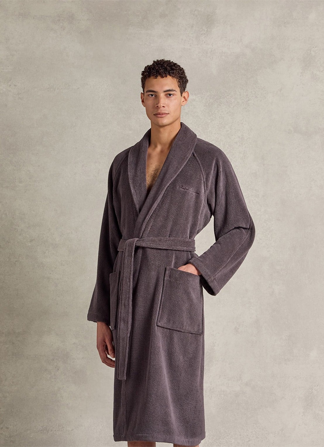 Ralph Lauren Dulaney badjas met opgestikte zakken - unisex - detail 4 grijs
