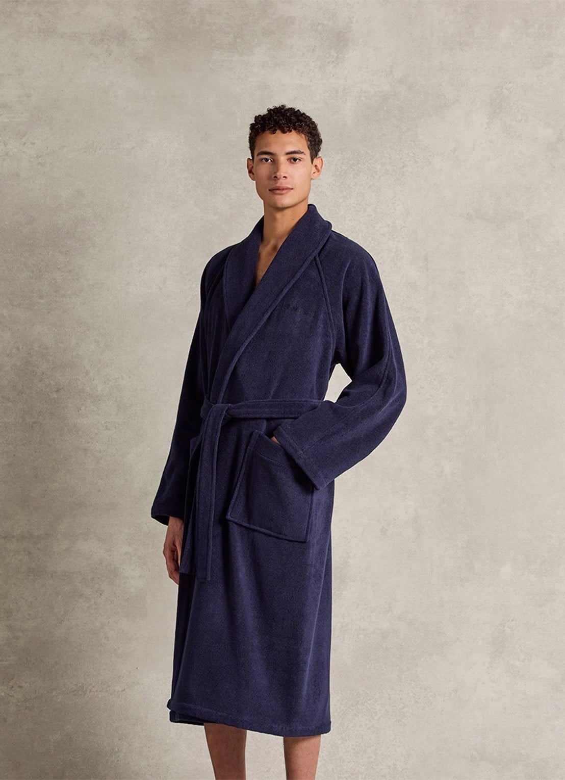 Ralph Lauren Dulaney badjas met opgestikte zakken - unisex - voorkant 8 donkerblauw
