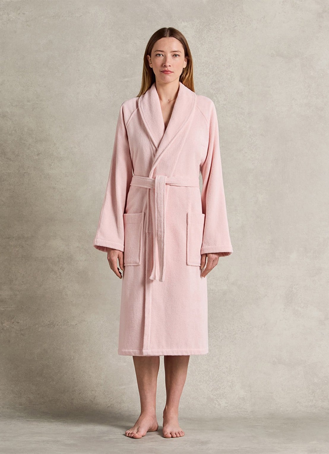 Ralph Lauren Dulaney badjas met opgestikte zakken - unisex - voorkant 5 lichtroze