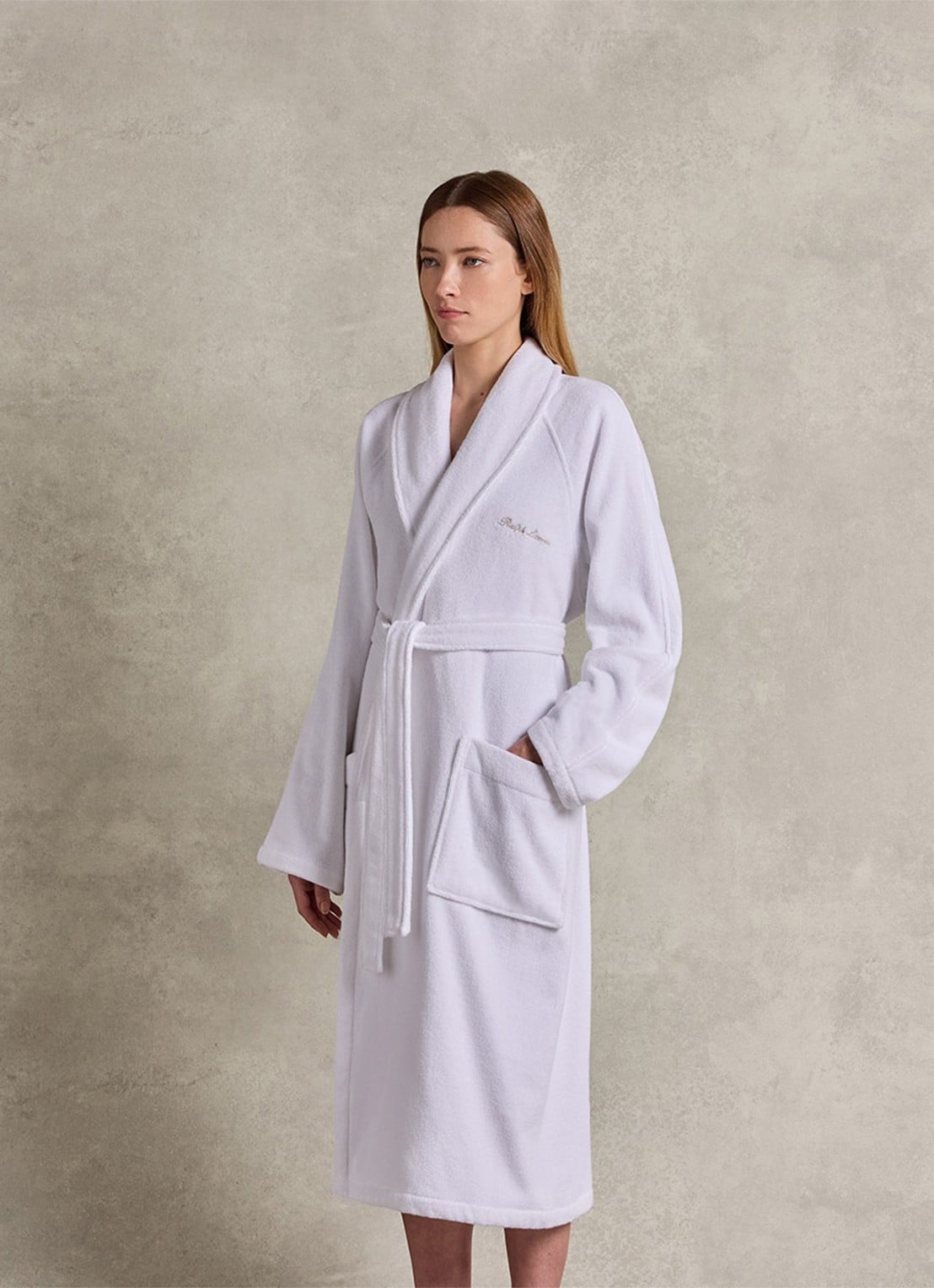 Ralph Lauren Dulaney badjas met opgestikte zakken - unisex - voorkant 3 wit