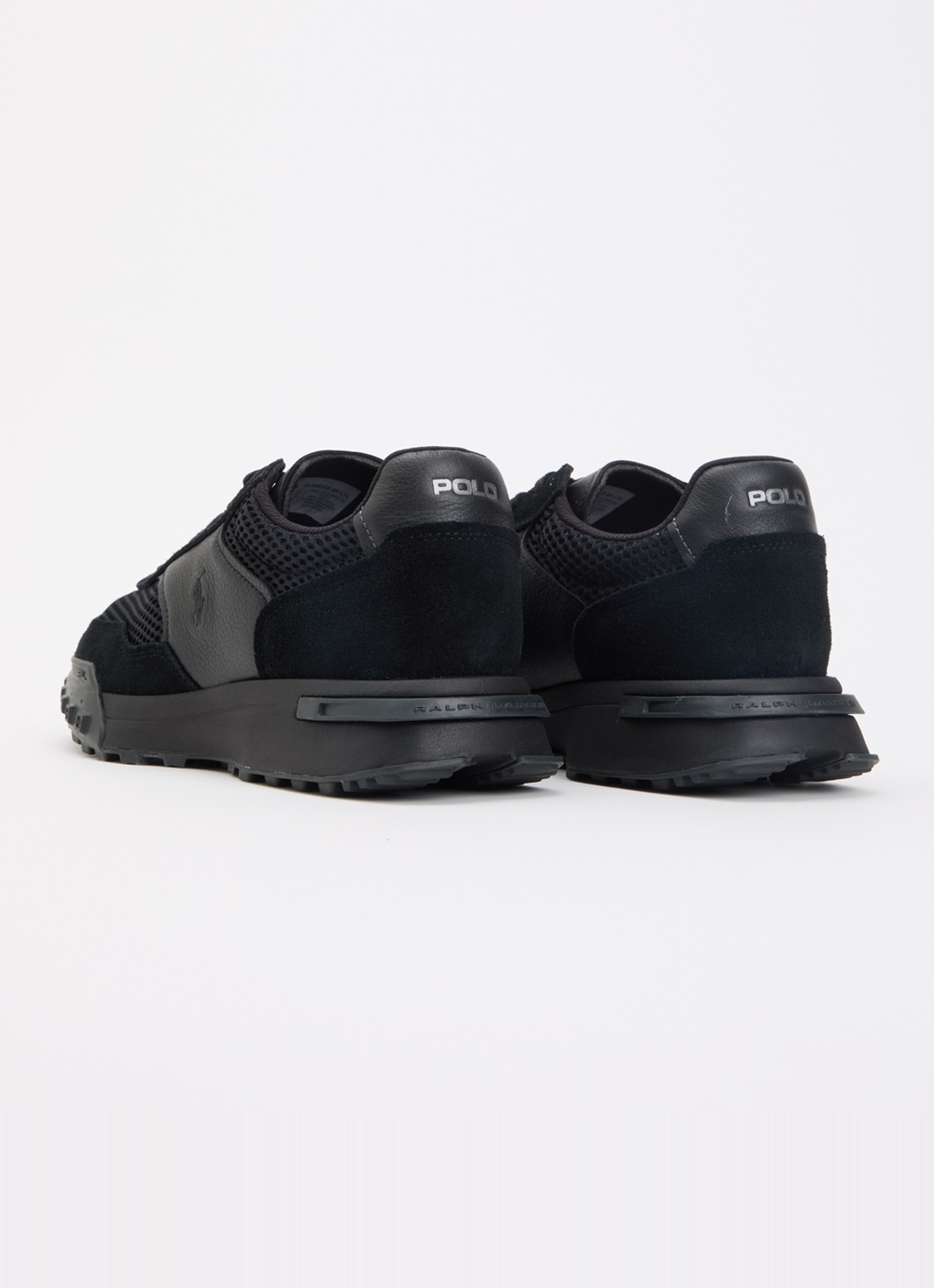 Ralph Lauren Eldridge sneaker van mesh met leren details - achterkant zwart