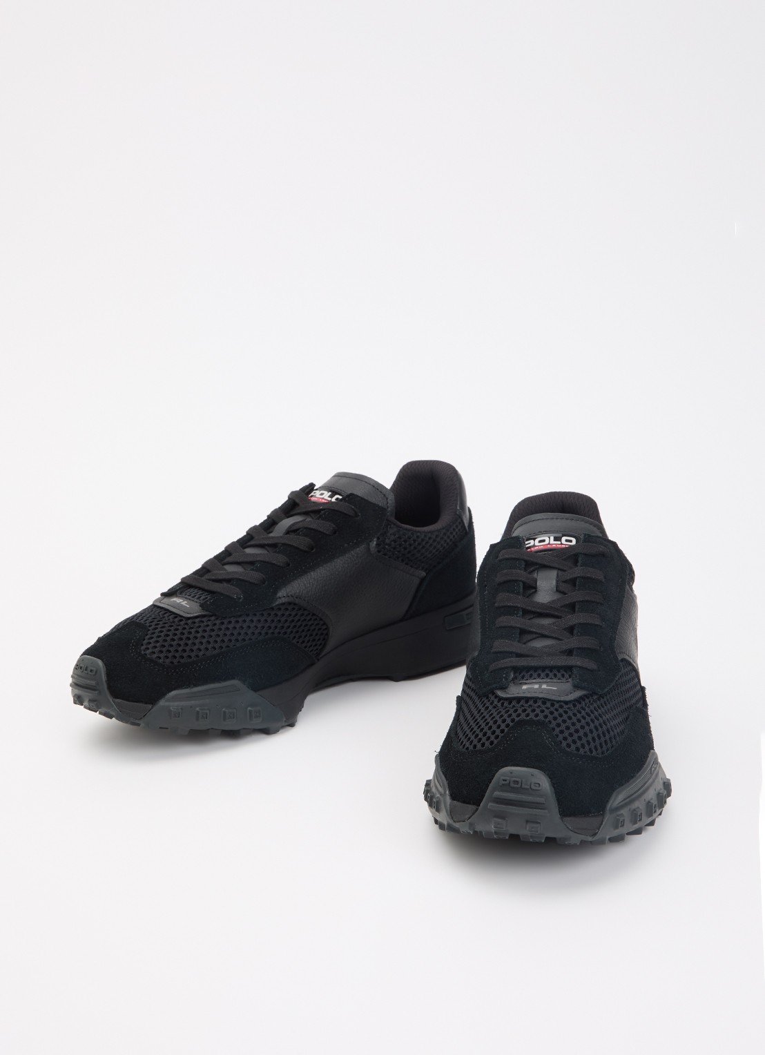 Ralph Lauren Eldridge sneaker van mesh met leren details - detail 2 zwart
