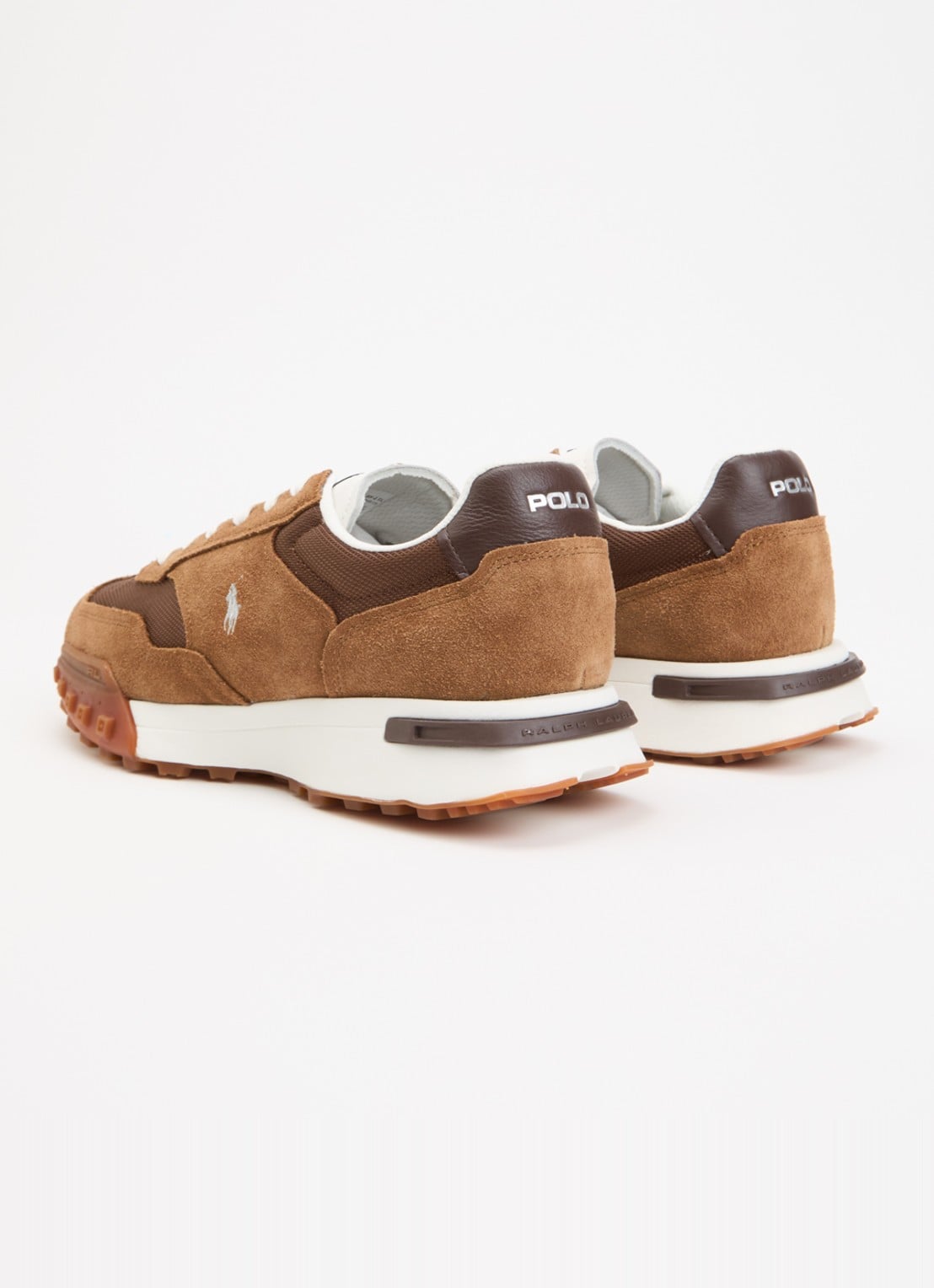 Ralph Lauren Eldridge sneaker van suède met mesh details - achterkant 4 camel