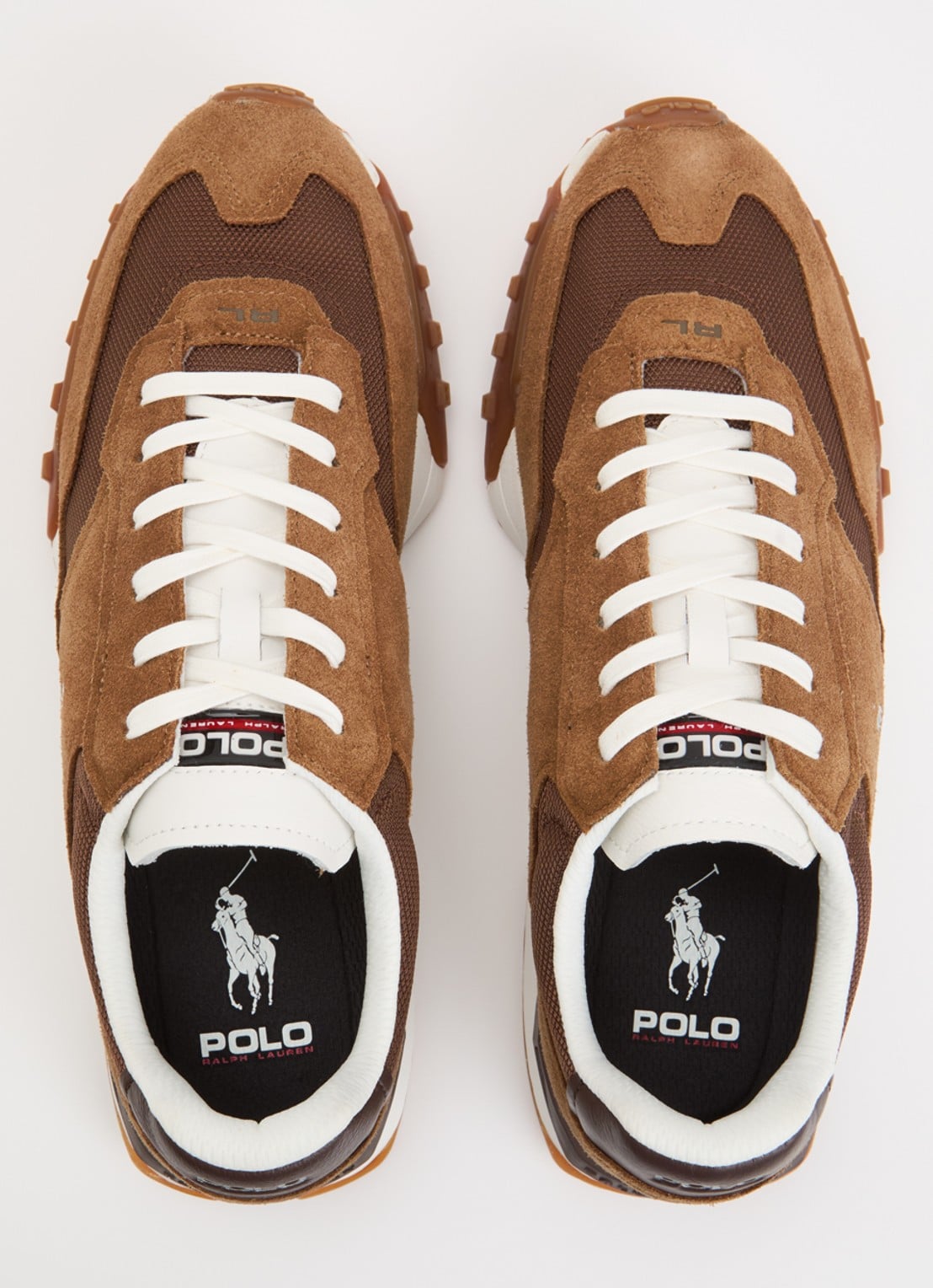 Ralph Lauren Eldridge sneaker van suède met mesh details - detail 2 camel