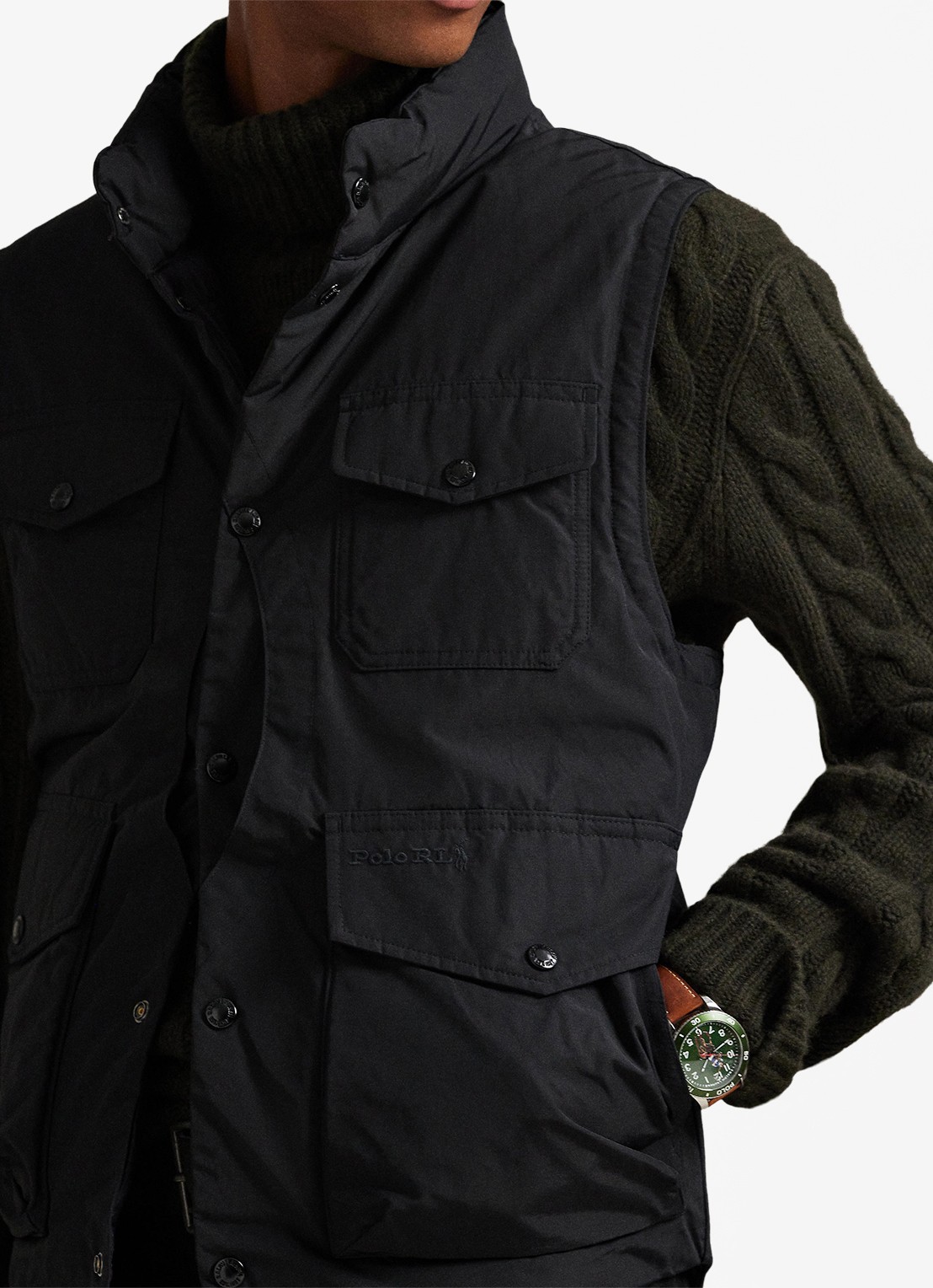 Ralph Lauren Eldson bodywarmer met donsvulling en klepzakken - detail 5 polo black / zwart
