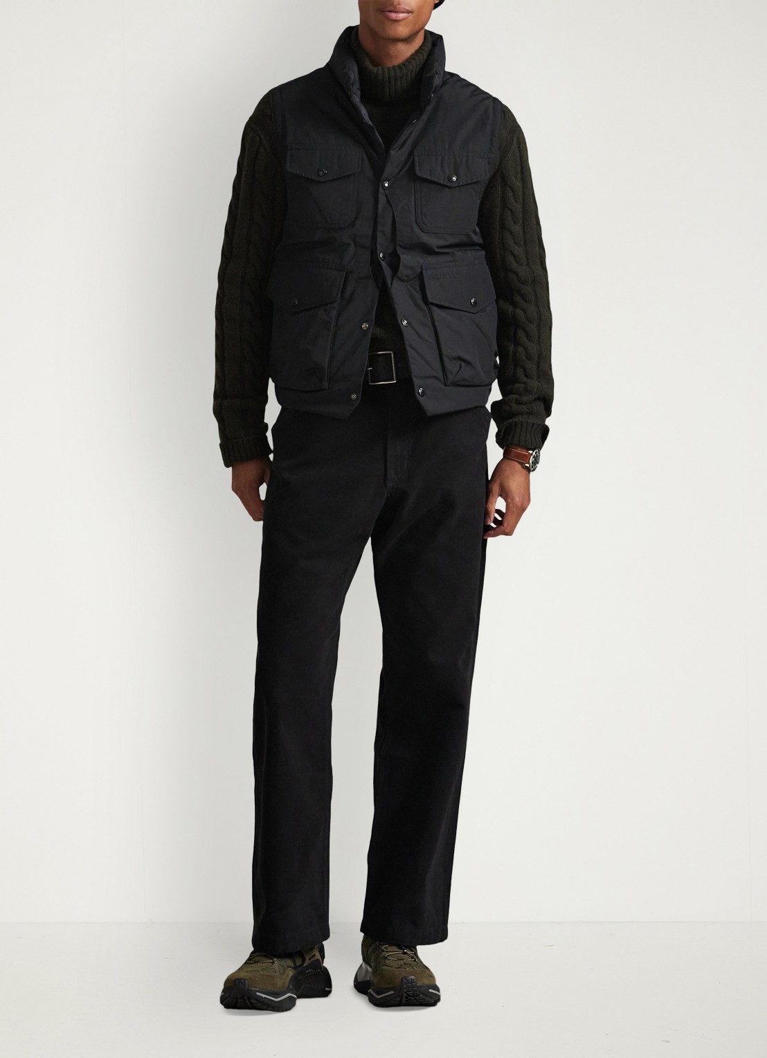 Ralph Lauren Eldson bodywarmer met donsvulling en klepzakken - voorkant 3 polo black / zwart