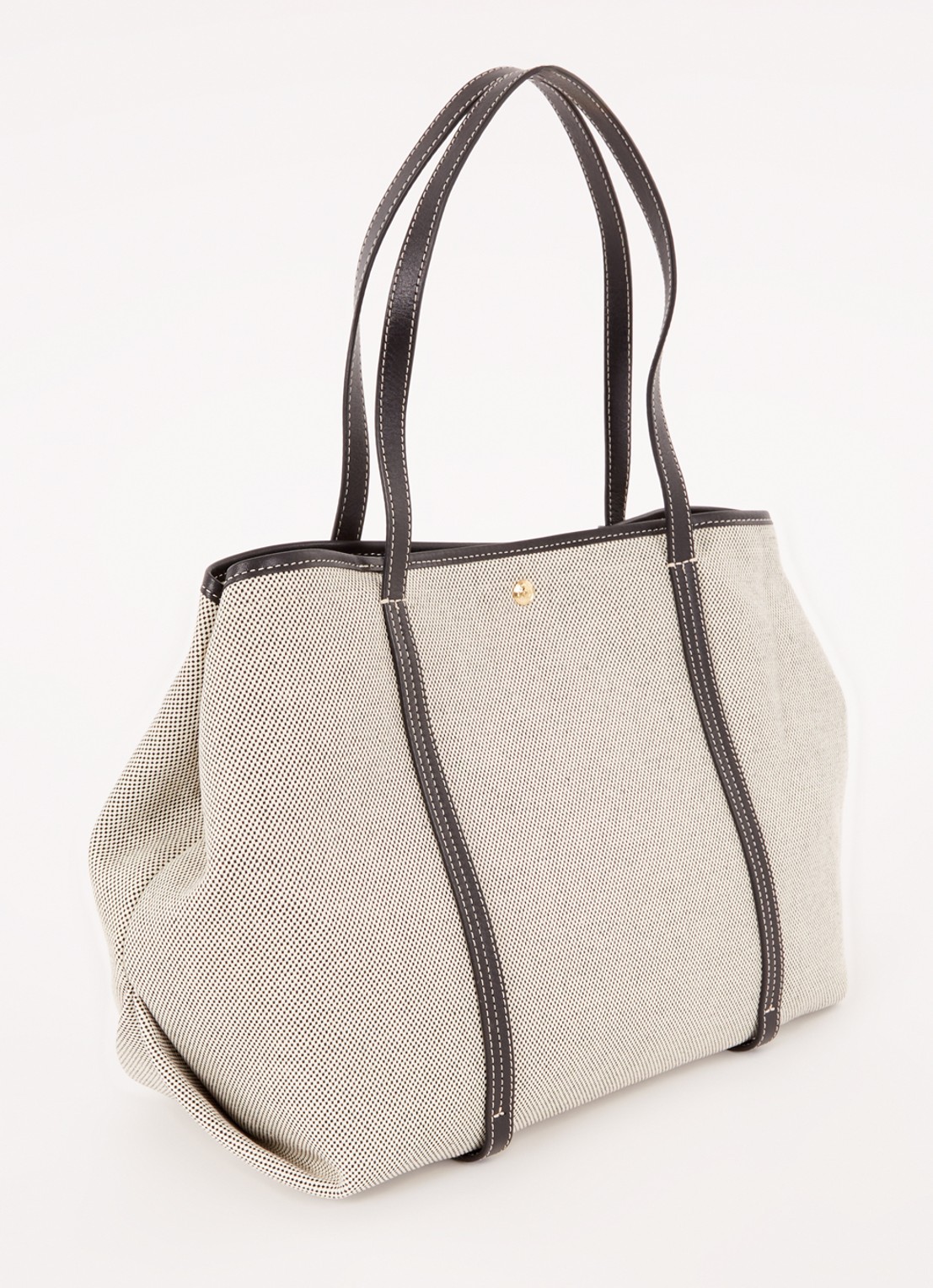 Ralph Lauren Emerie Extra Large shopper van canvas met leren details - achterkant zwart