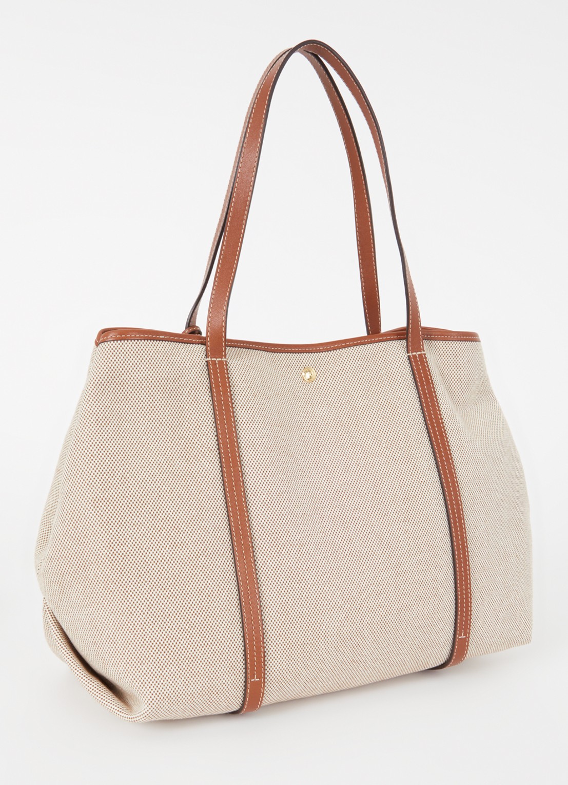 Ralph Lauren Emerie Extra Large shopper van canvas met leren details - achterkant 4 beige