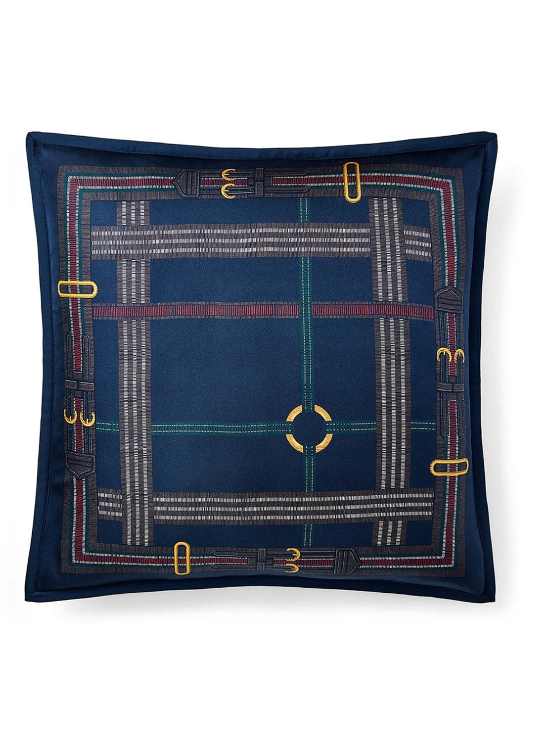 Ralph Lauren Equestri sierkussenhoes van zijde 50 x 50 cm - voorkant 2 blauw