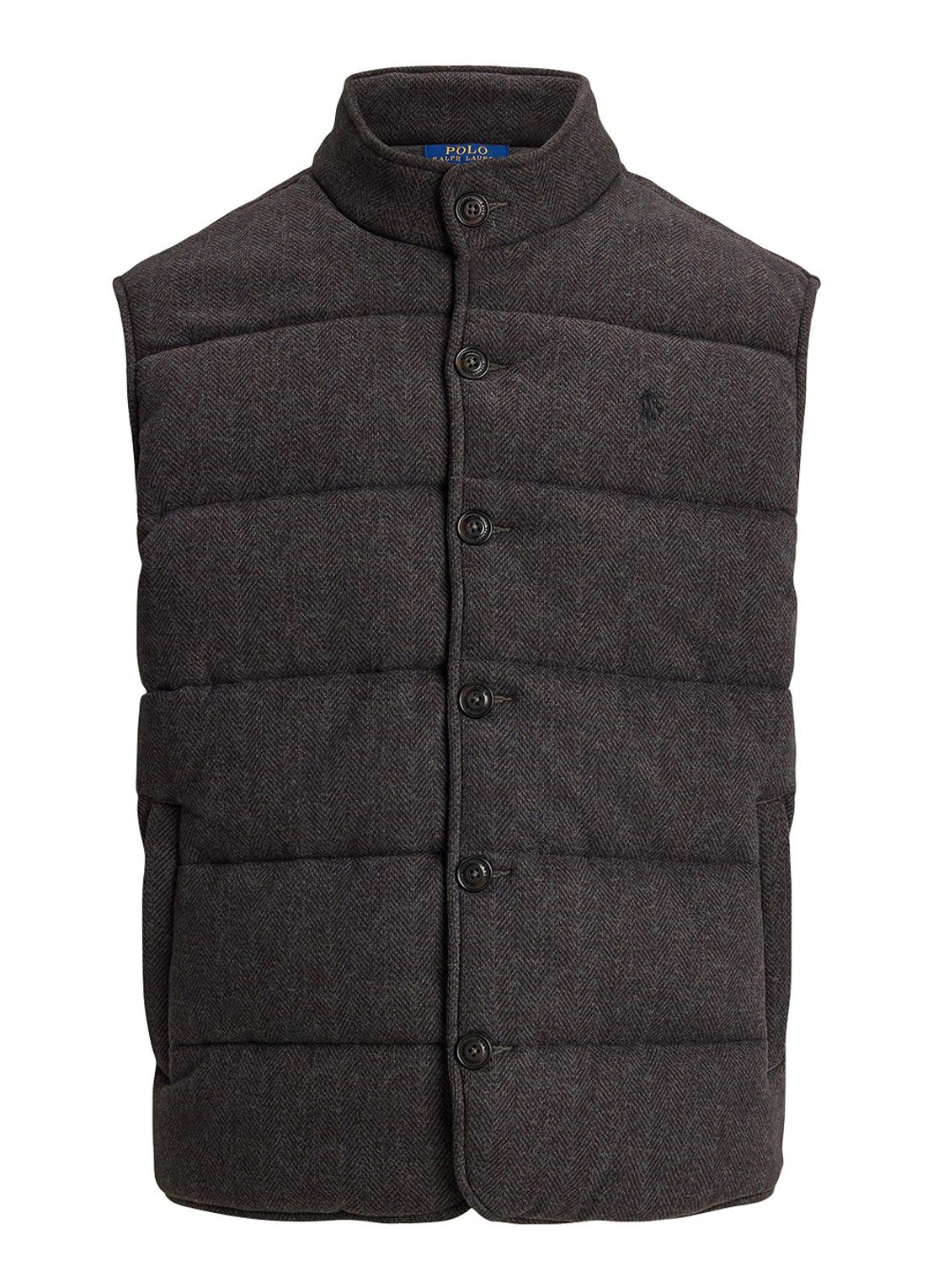 Ralph Lauren Estate-rib bodywarmer met visgraatprint - voorkant 2 donkergrijs