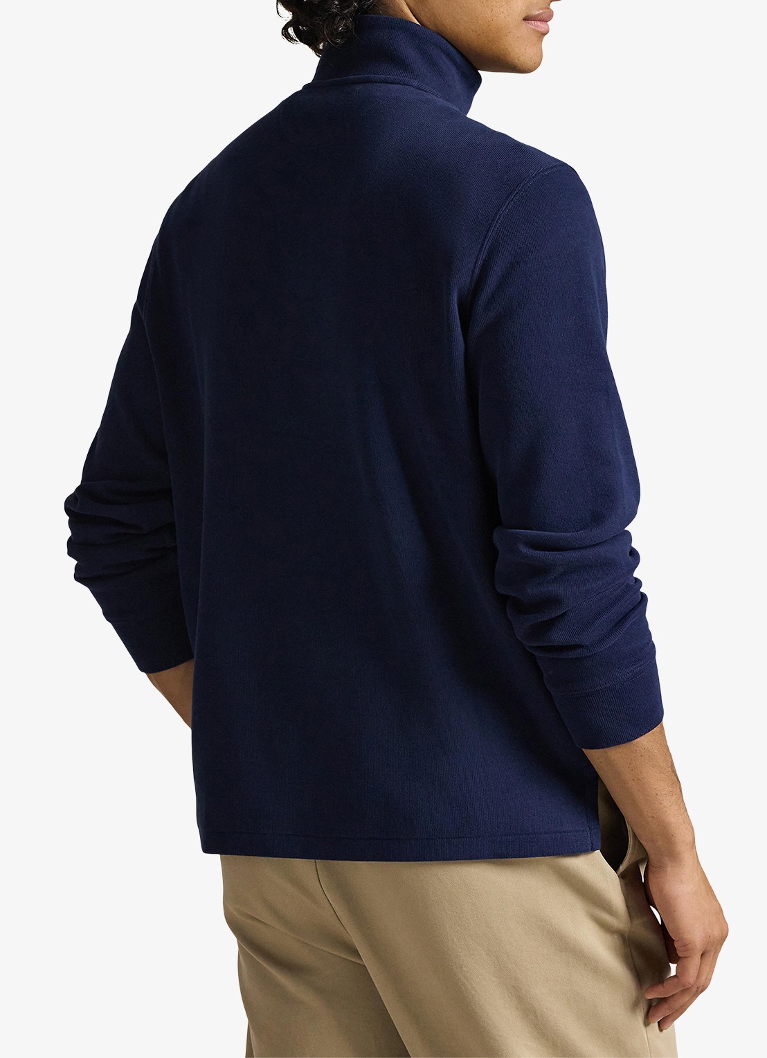 Ralph Lauren Estate-rib trui met kwartrits - achterkant 5 cruise navy / donkerblauw