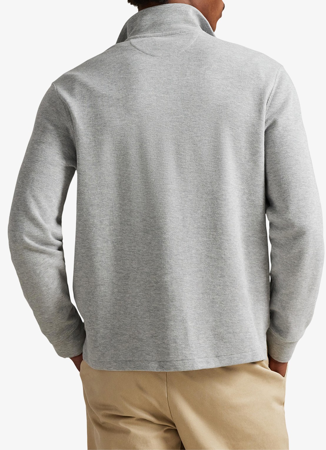 Ralph Lauren Estate-rib trui met kwartrits - achterkant 3 andover heather / grijs