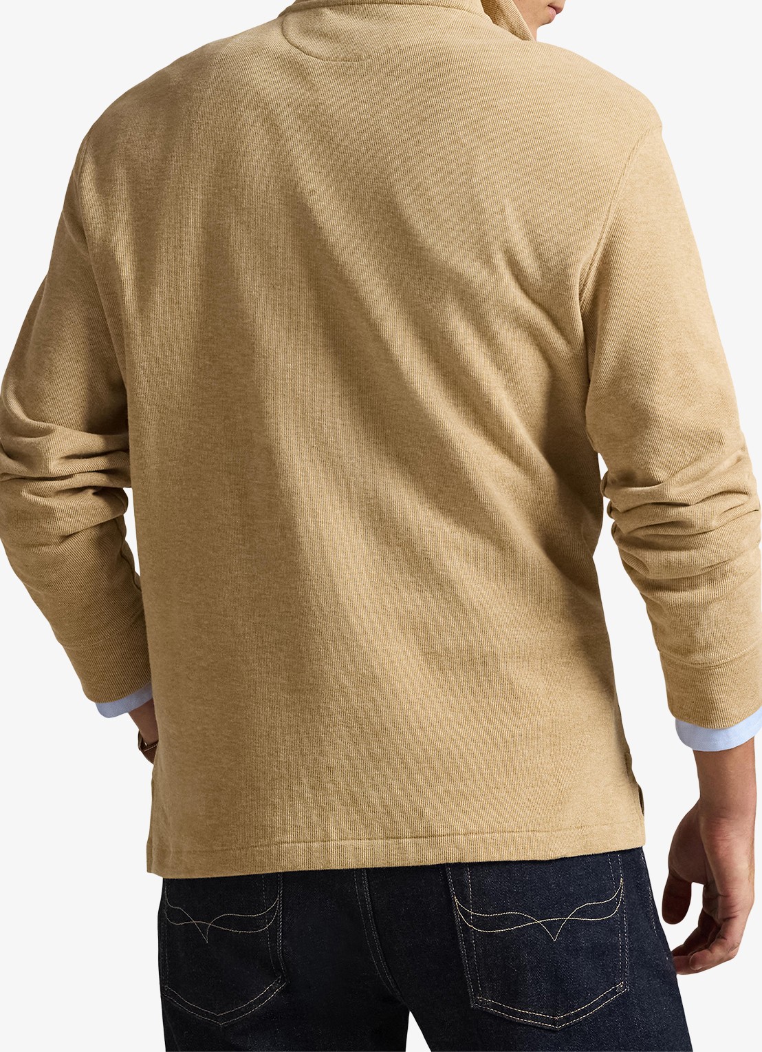Ralph Lauren Estate-rib trui met kwartrits - achterkant classic camel / camel