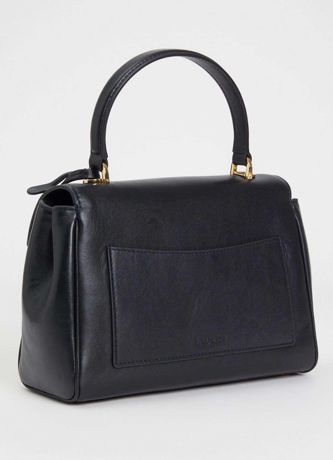 Ralph Lauren Farrah Small handtas van leer met afneembare schouderriem - achterkant 4 zwart