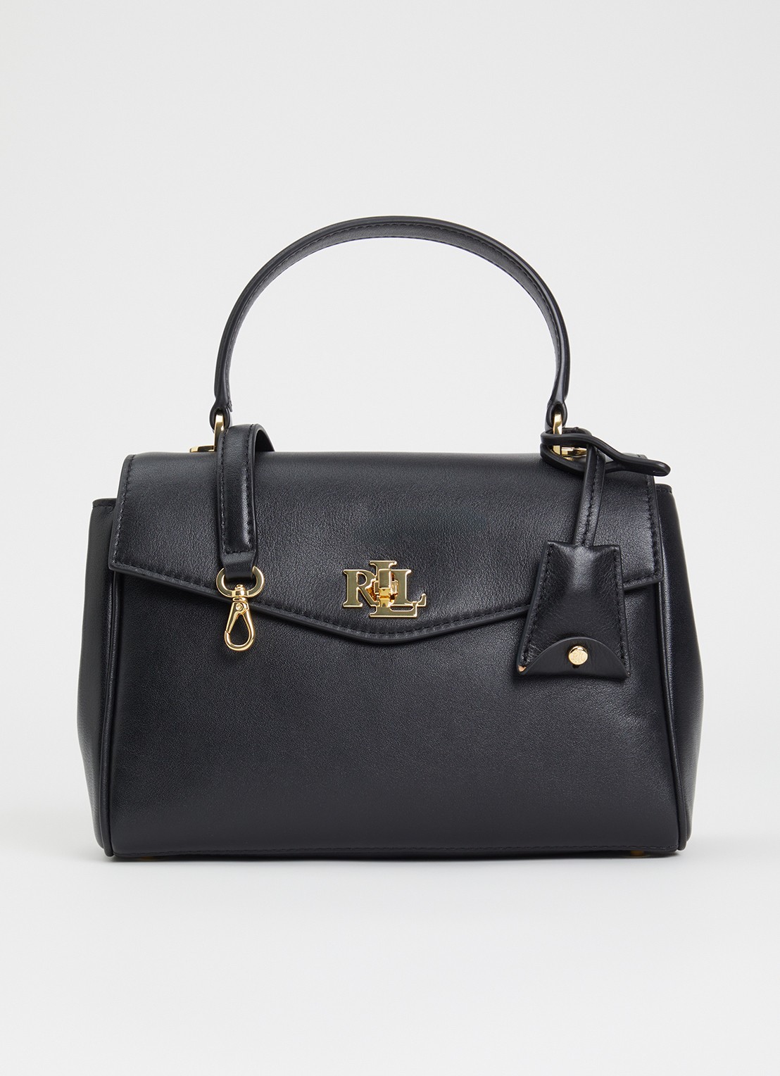Ralph Lauren Farrah Small handtas van leer met afneembare schouderriem - voorkant 5 zwart
