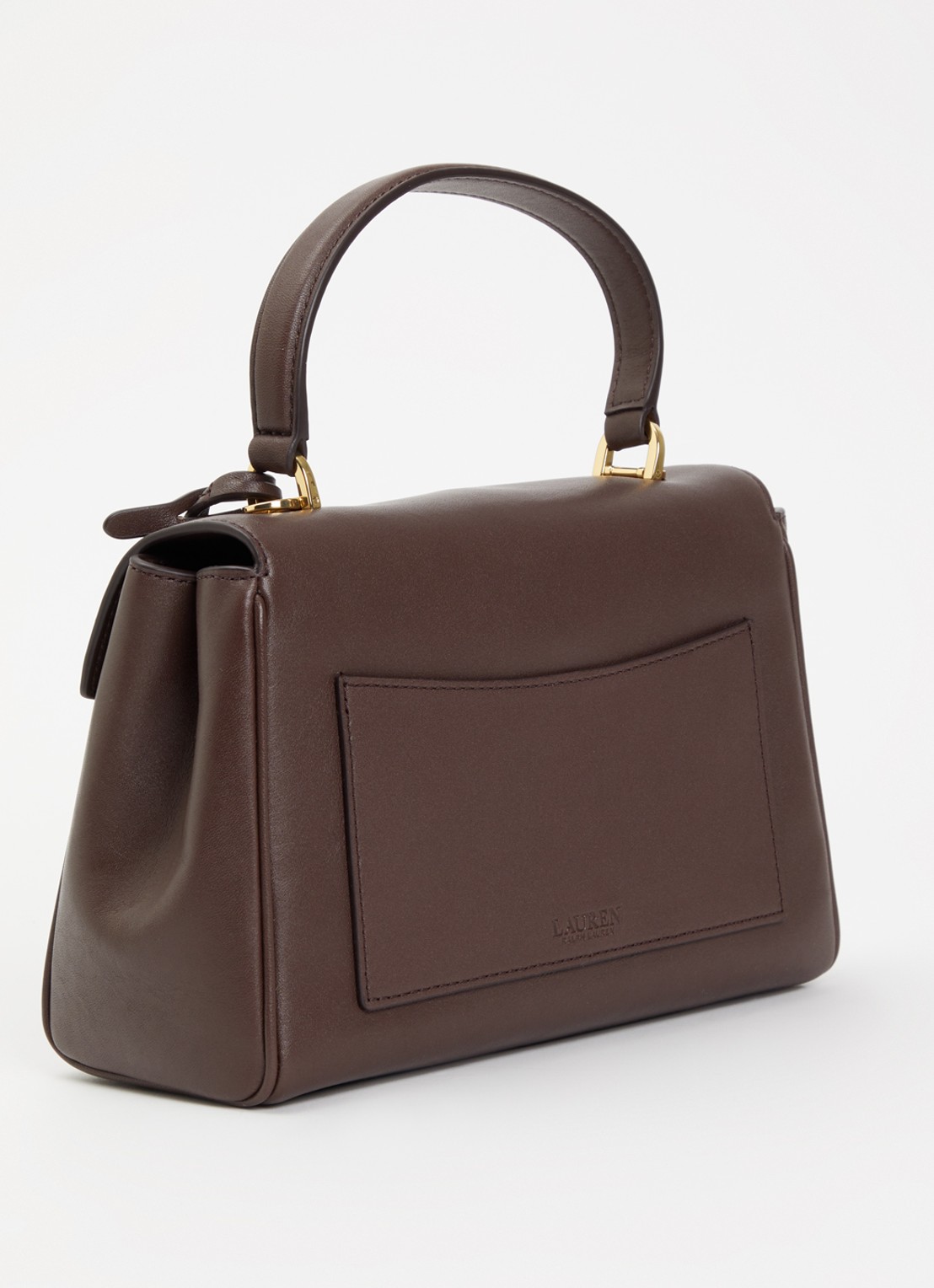 Ralph Lauren Farrah Small handtas van leer met afneembare schouderriem - achterkant 5 donkerbruin