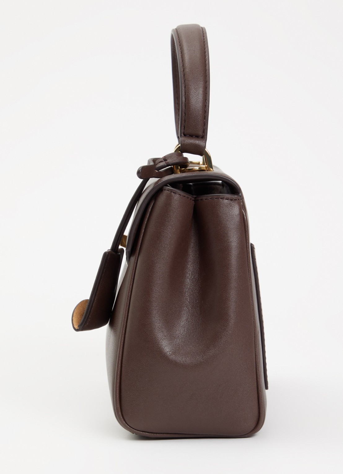 Ralph Lauren Farrah Small handtas van leer met afneembare schouderriem - detail 2 donkerbruin