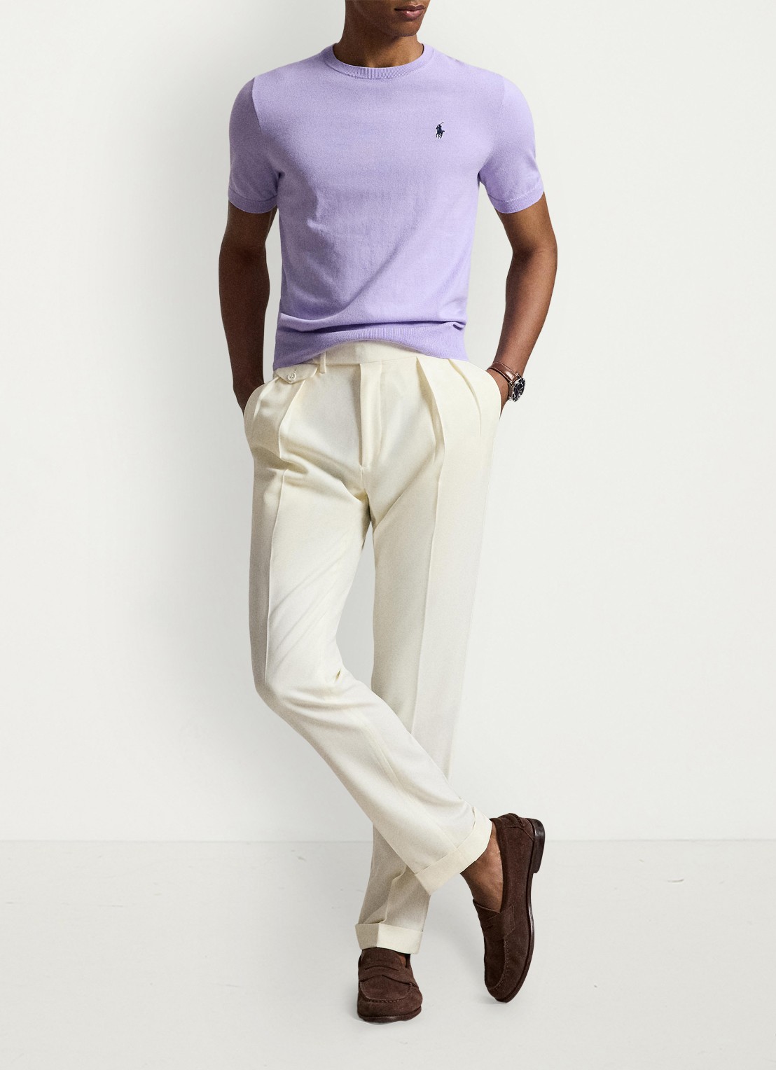 Ralph Lauren Fijngebreid T-shirt met logo - detail 4 powder purple / paars