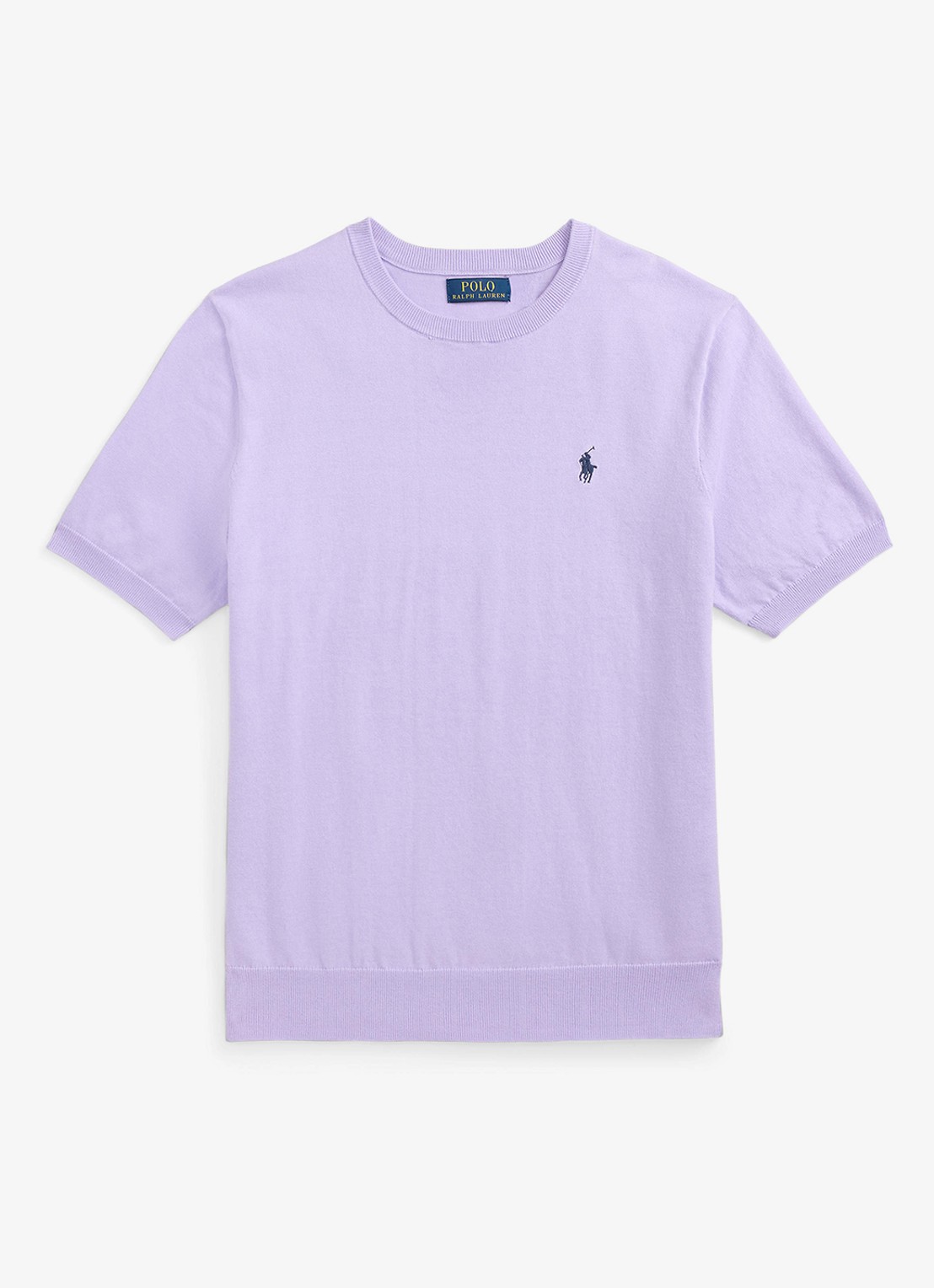 Ralph Lauren Fijngebreid T-shirt met logo - voorkant powder purple / paars