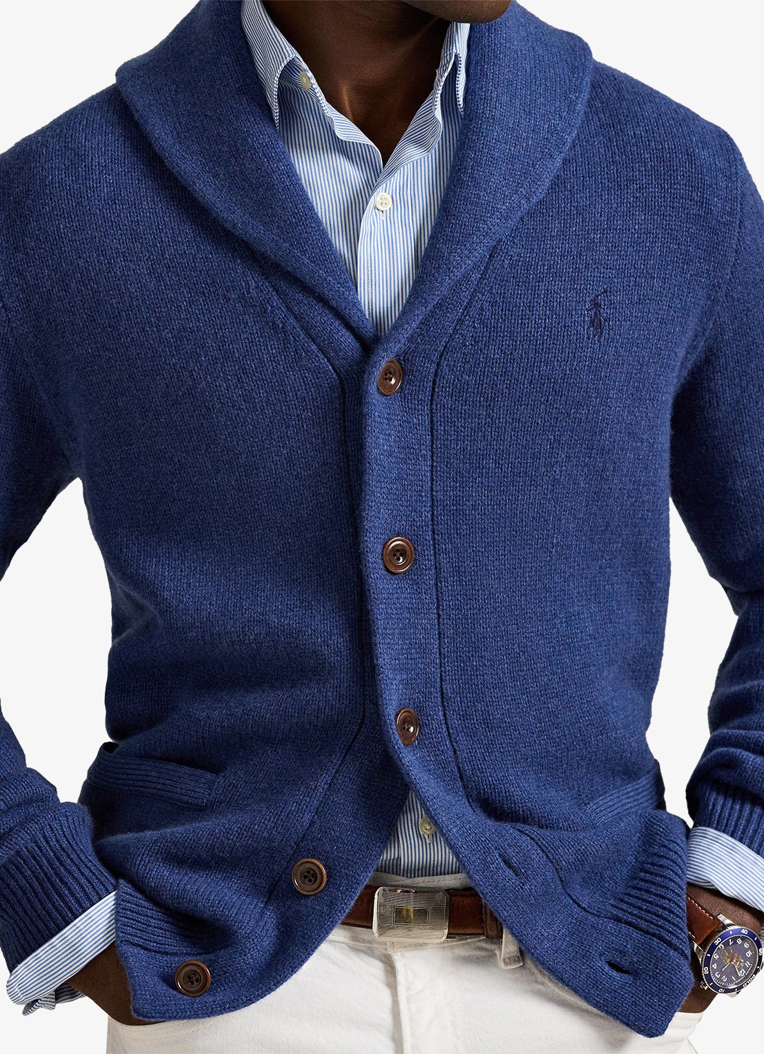 Ralph Lauren Fijngebreid vest in kasjmierblend met steekzakken - detail 4 rustic navy / donkerblauw