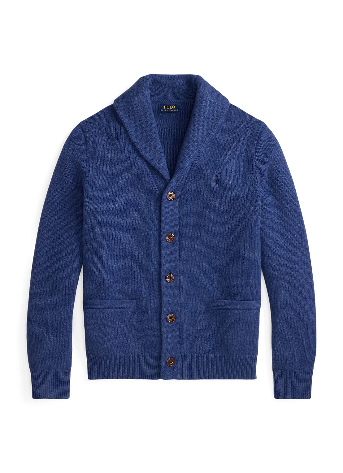 Ralph Lauren Fijngebreid vest in kasjmierblend met steekzakken - voorkant rustic navy / donkerblauw