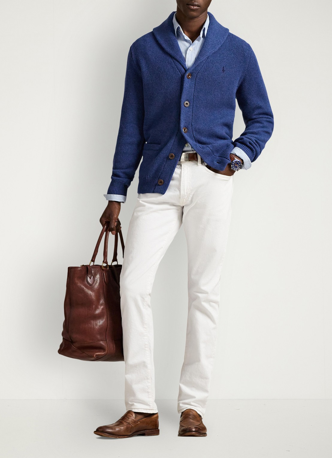 Ralph Lauren Fijngebreid vest in kasjmierblend met steekzakken - voorkant 2 rustic navy / donkerblauw