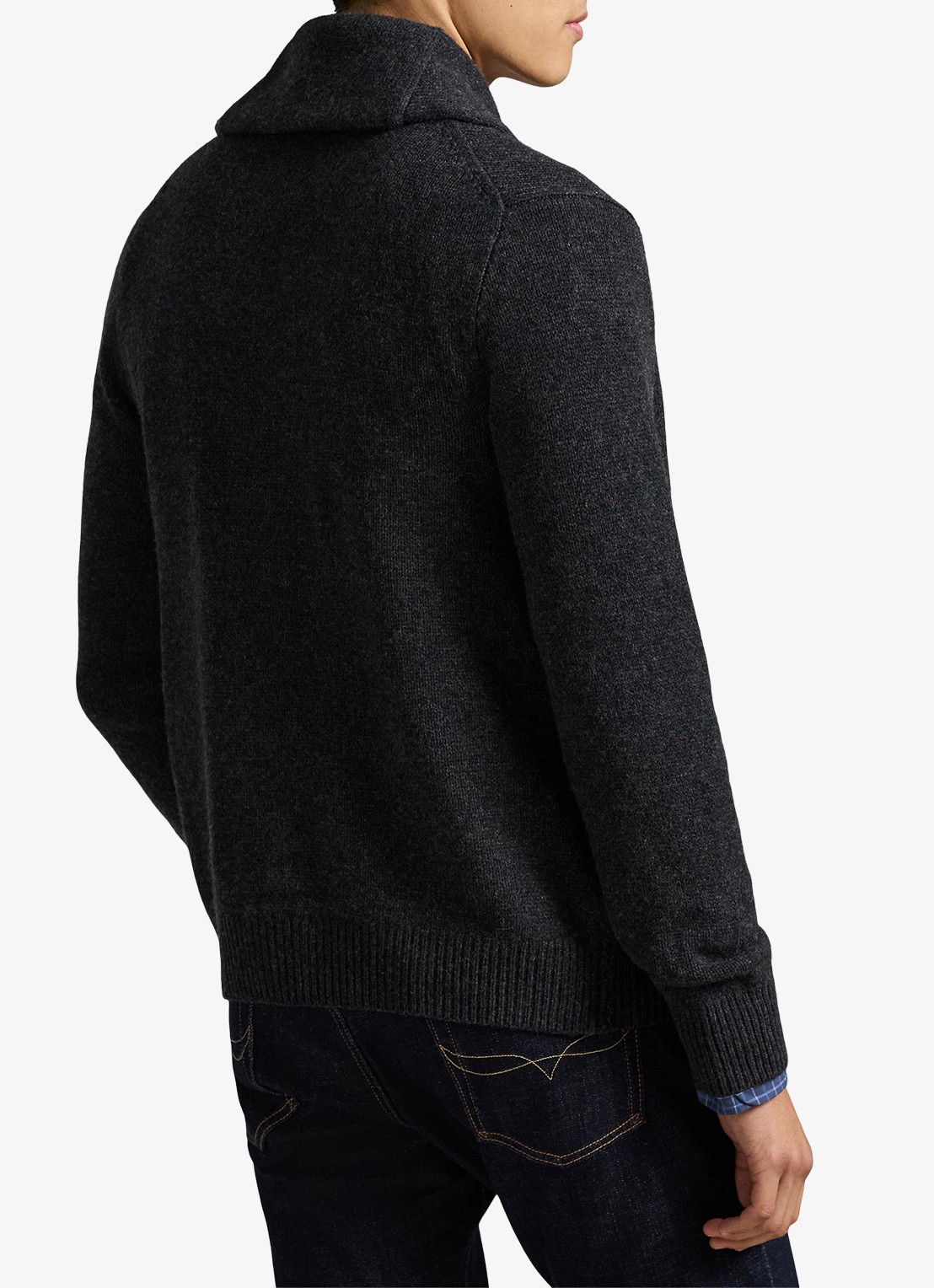 Ralph Lauren Fijngebreid vest in kasjmierblend met steekzakken - achterkant dark granite / donkergrijs