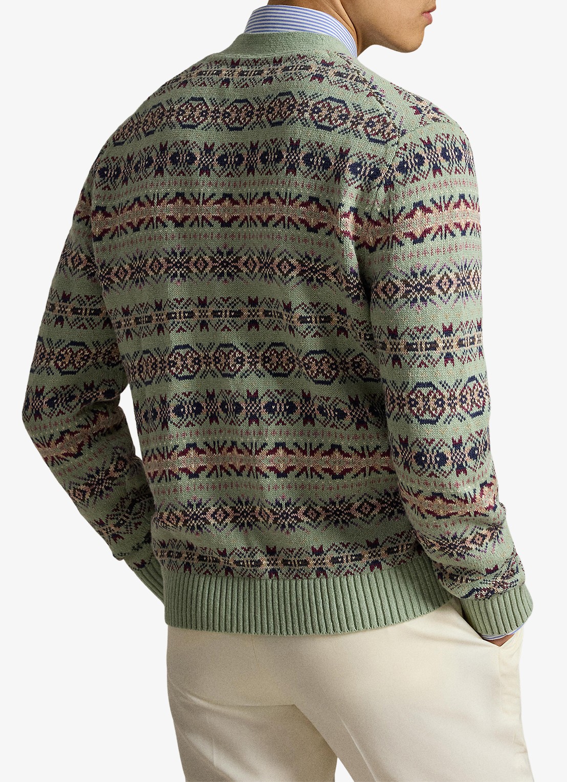 Ralph Lauren Fijngebreid vest in linnenblend met jacquard dessin - achterkant green combo / groen