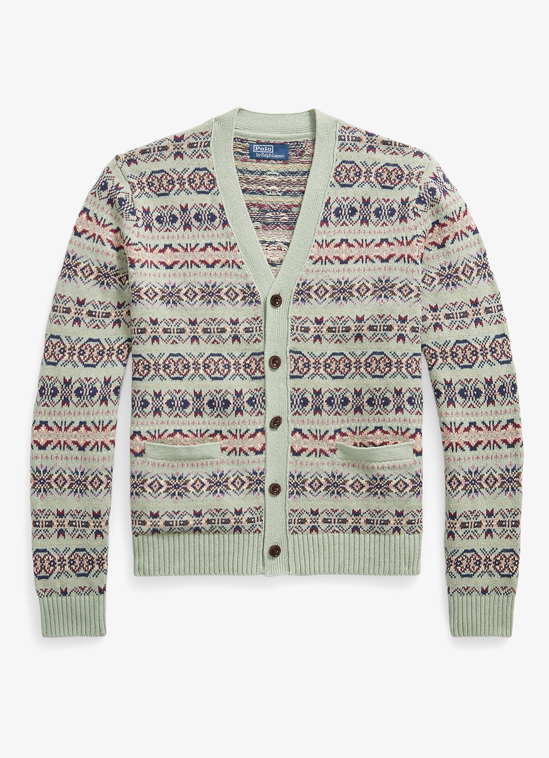 Ralph Lauren Fijngebreid vest in linnenblend met jacquard dessin - voorkant 4 green combo / groen