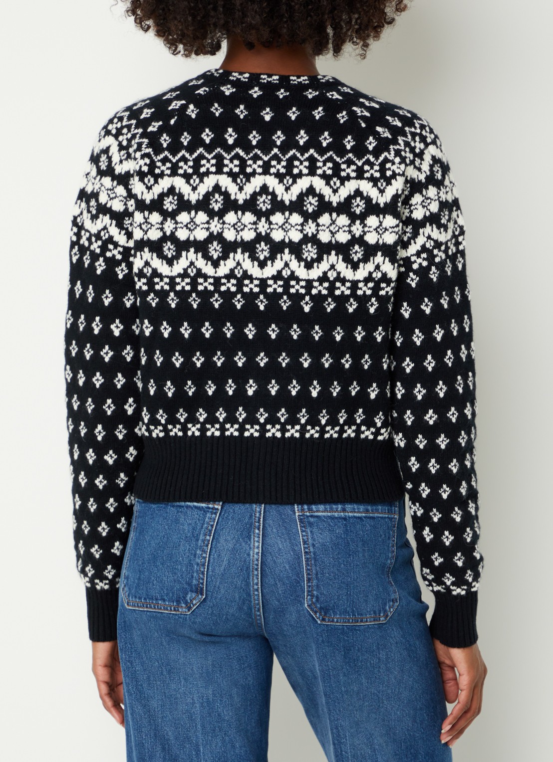 Ralph Lauren Fijngebreid vest in wolblend met ingebreid print - achterkant 4 zwart