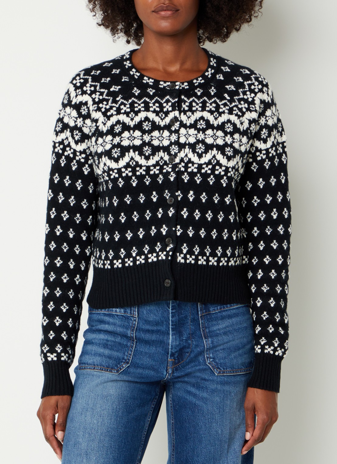 Ralph Lauren Fijngebreid vest in wolblend met ingebreid print - detail 3 zwart
