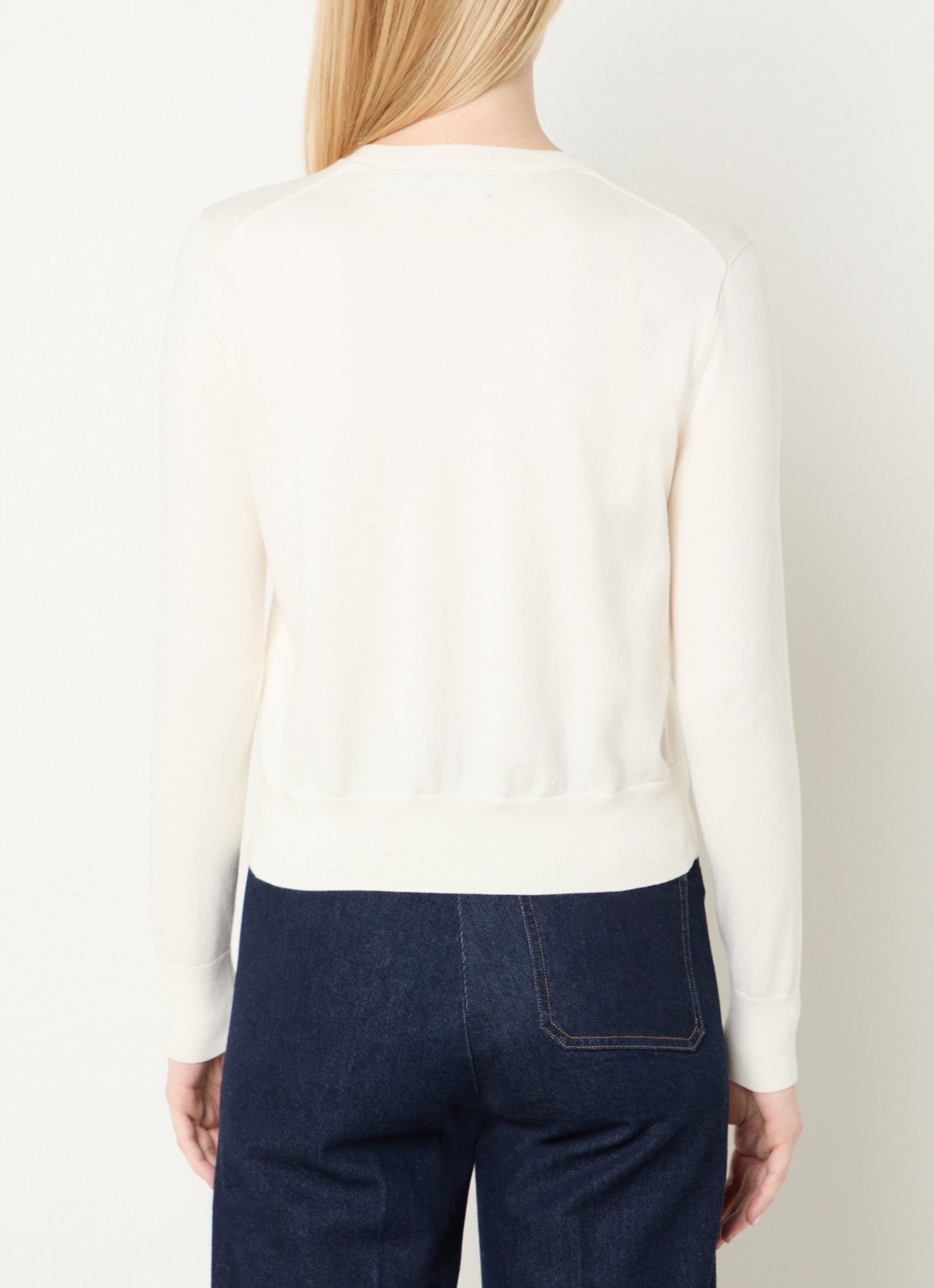 Ralph Lauren Fijngebreid vest met logoborduring - achterkant 4 gebroken wit