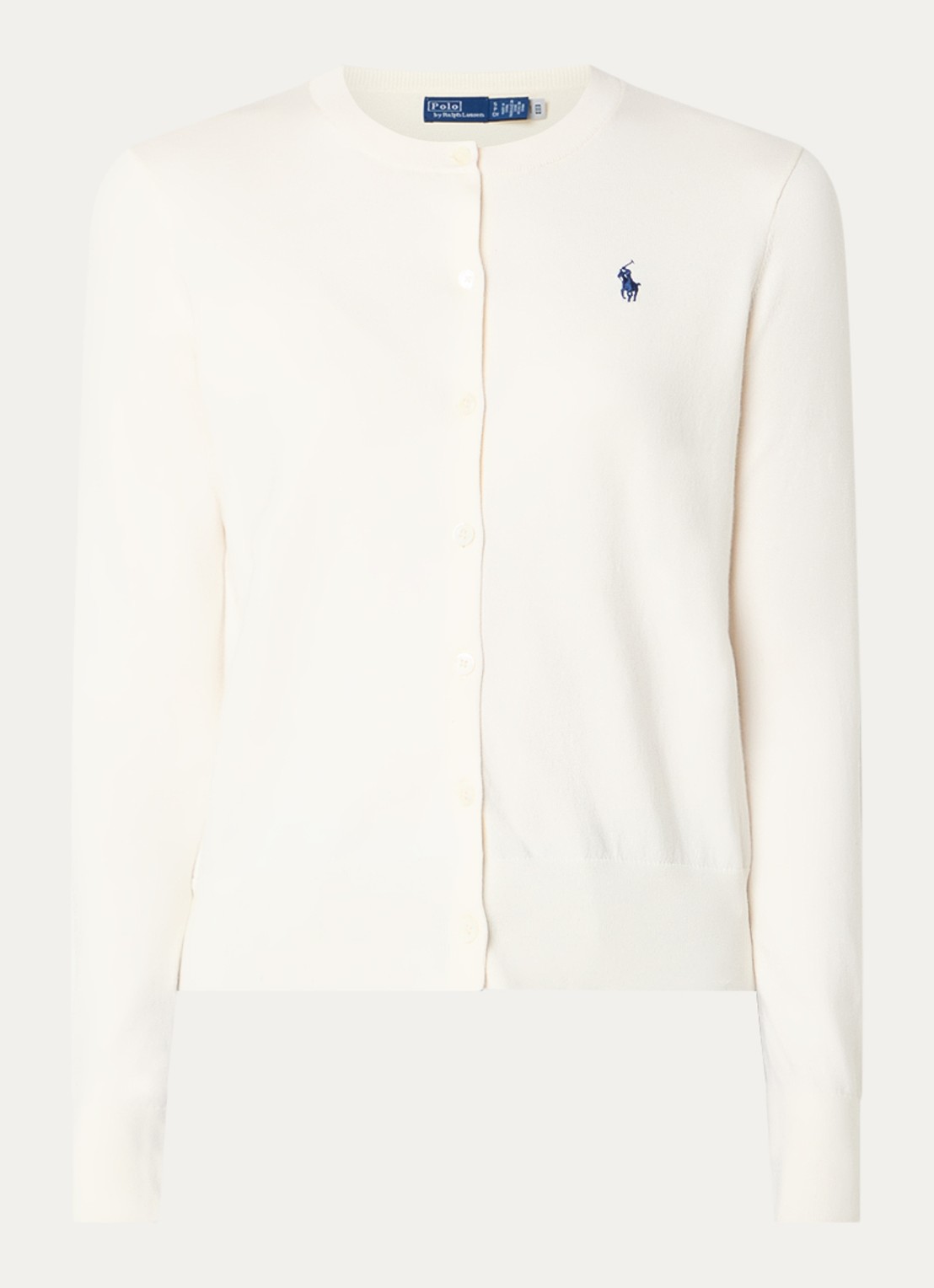 Ralph Lauren Fijngebreid vest met logoborduring - voorkant 2 gebroken wit