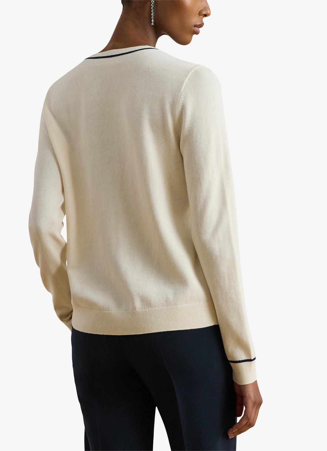 Ralph Lauren Fijngebreid vest met logoborduring - achterkant 5 creme