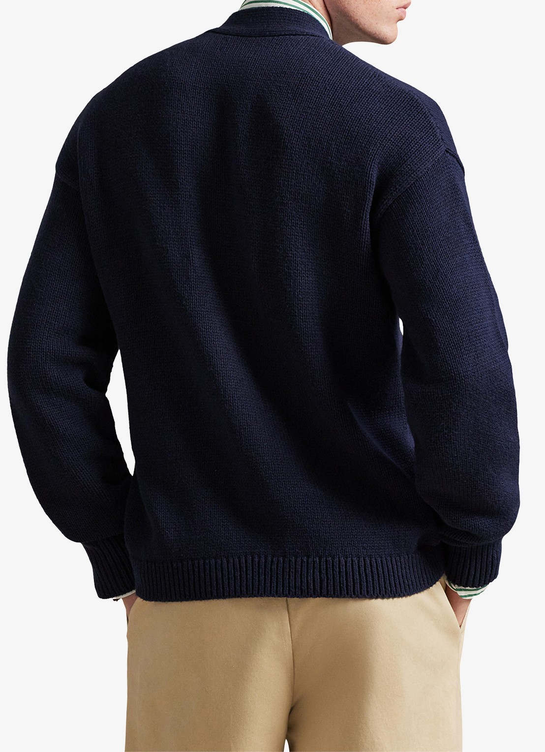 Ralph Lauren Fijngebreid vest met logoborduring - achterkant 5 hunter navy