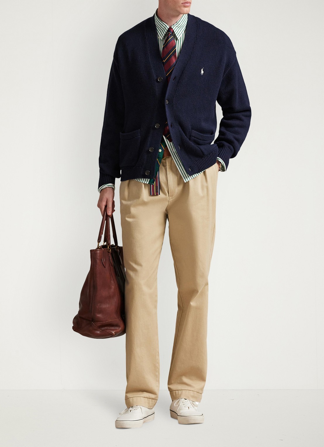 Ralph Lauren Fijngebreid vest met logoborduring - voorkant 2 hunter navy