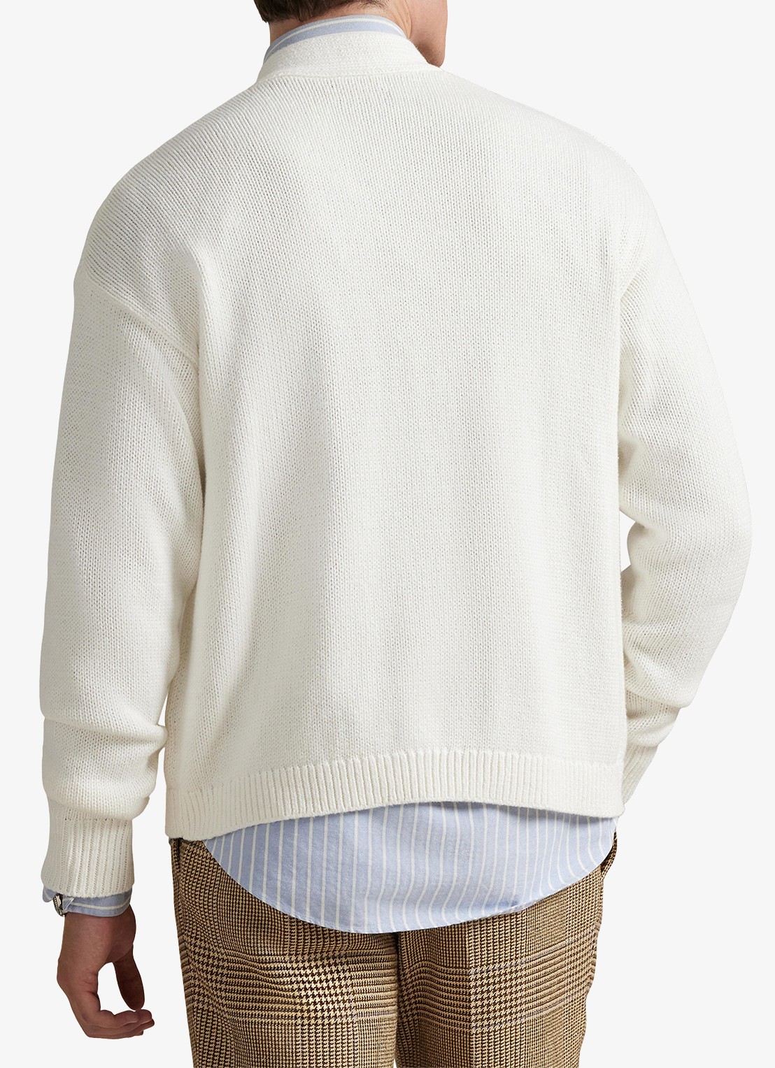 Ralph Lauren Fijngebreid vest met logoborduring - achterkant deckwash white / wit