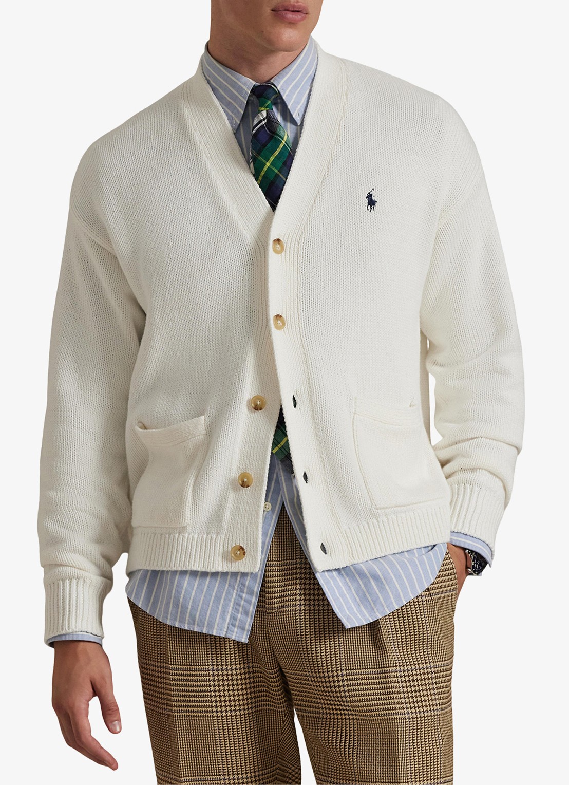 Ralph Lauren Fijngebreid vest met logoborduring - detail 2 deckwash white / wit