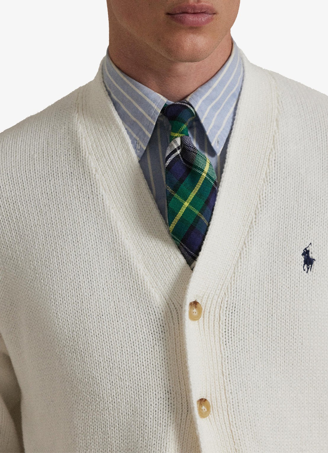 Ralph Lauren Fijngebreid vest met logoborduring - detail 3 deckwash white / wit
