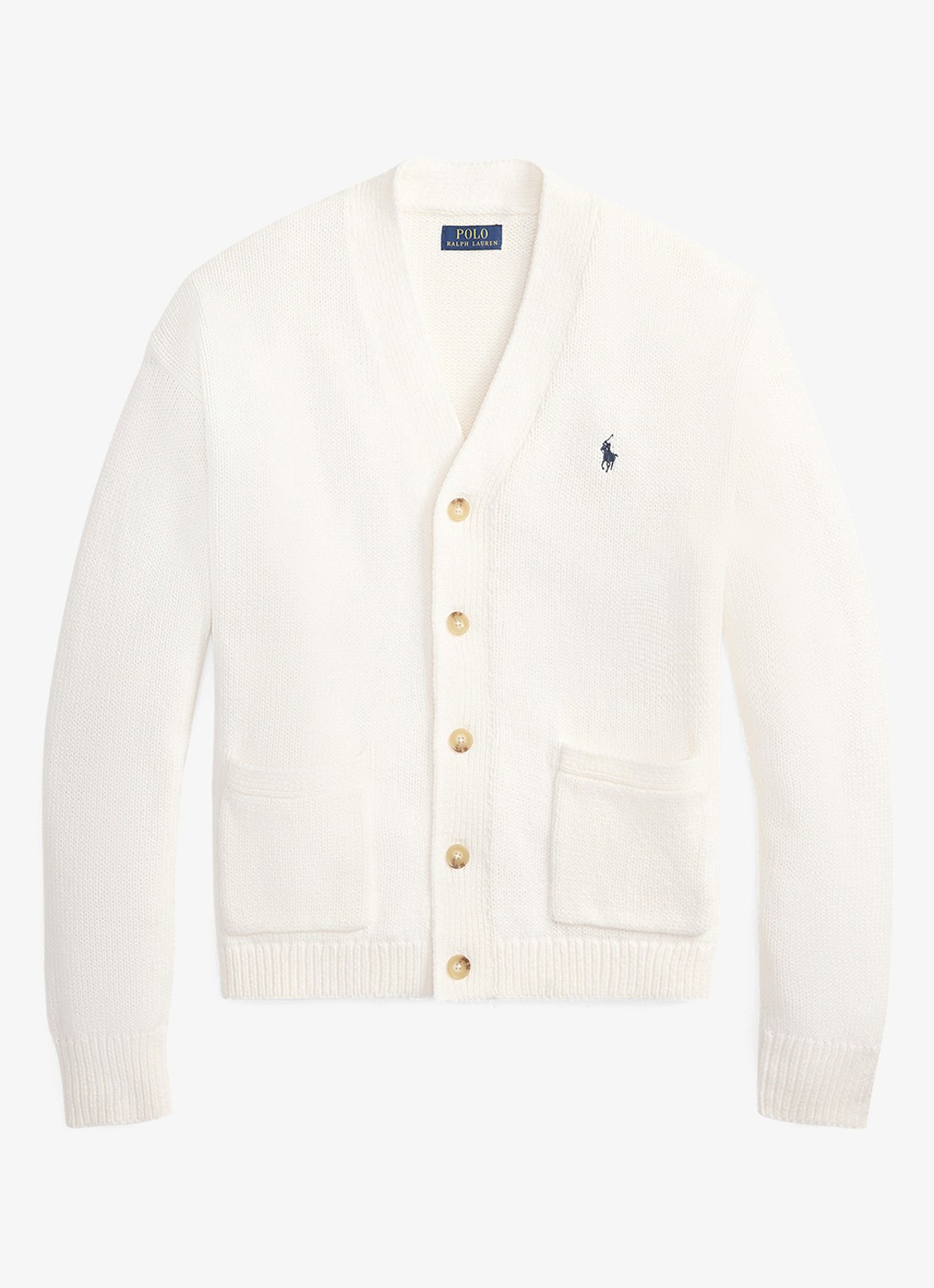 Ralph Lauren Fijngebreid vest met logoborduring - voorkant 4 deckwash white / wit