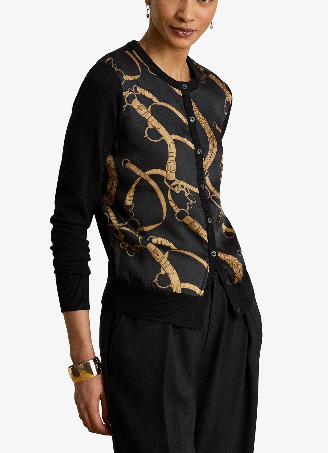 Ralph Lauren Fijngebreid vest met print - detail 4 black multi / zwart