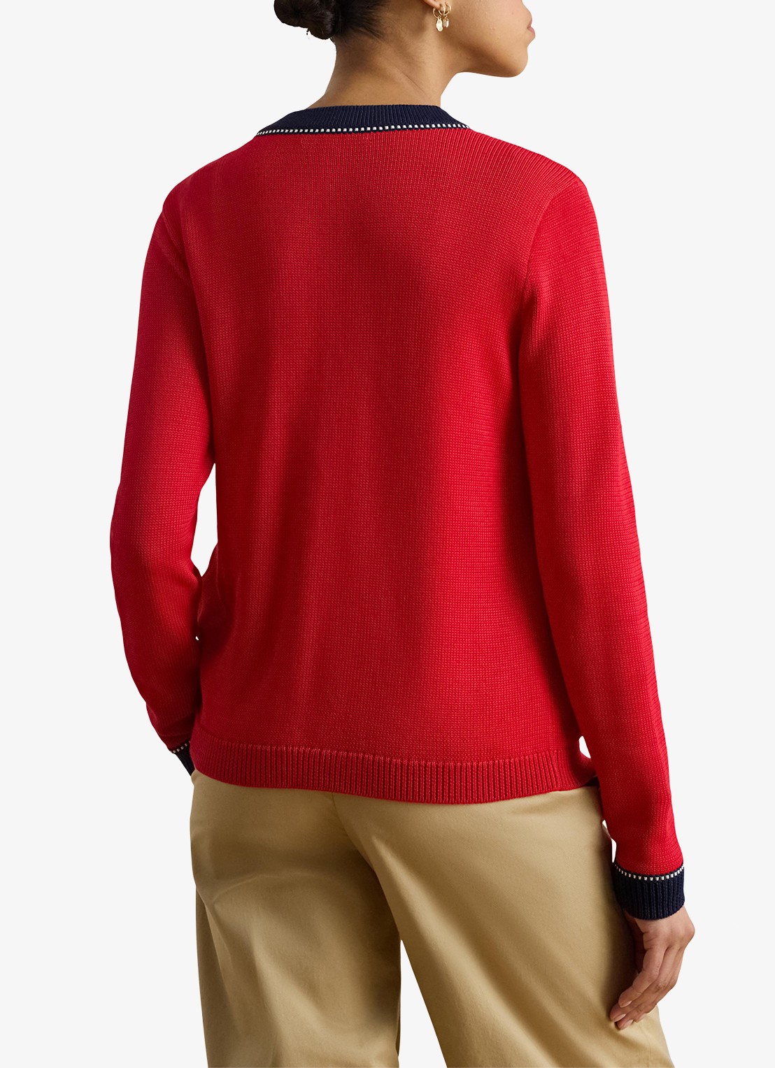 Ralph Lauren Fijngebreid vest met stretch - achterkant cruise red multi / rood