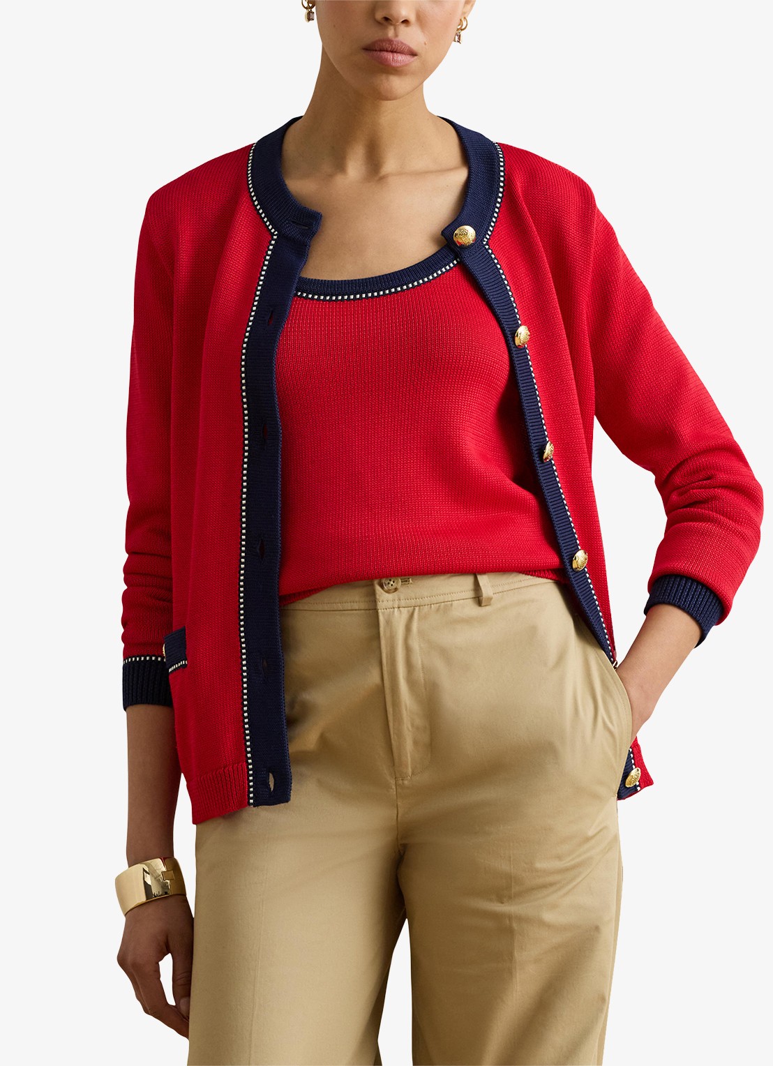 Ralph Lauren Fijngebreid vest met stretch - detail 4 cruise red multi / rood