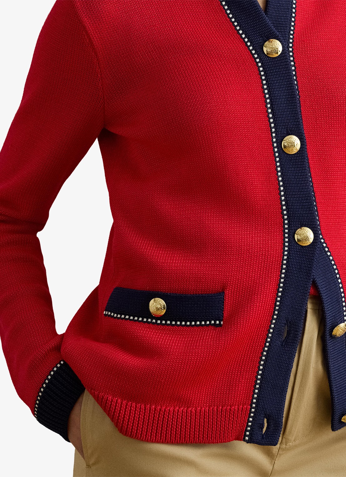 Ralph Lauren Fijngebreid vest met stretch - detail 5 cruise red multi / rood
