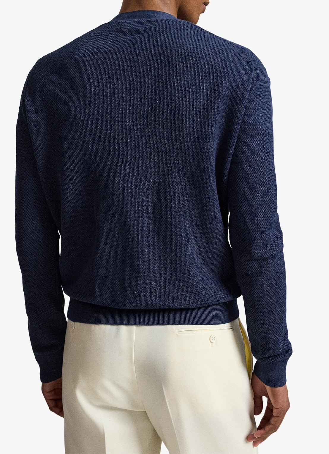 Ralph Lauren Fijngebreid vest van linnen - achterkant 3 newport navy / donkerblauw